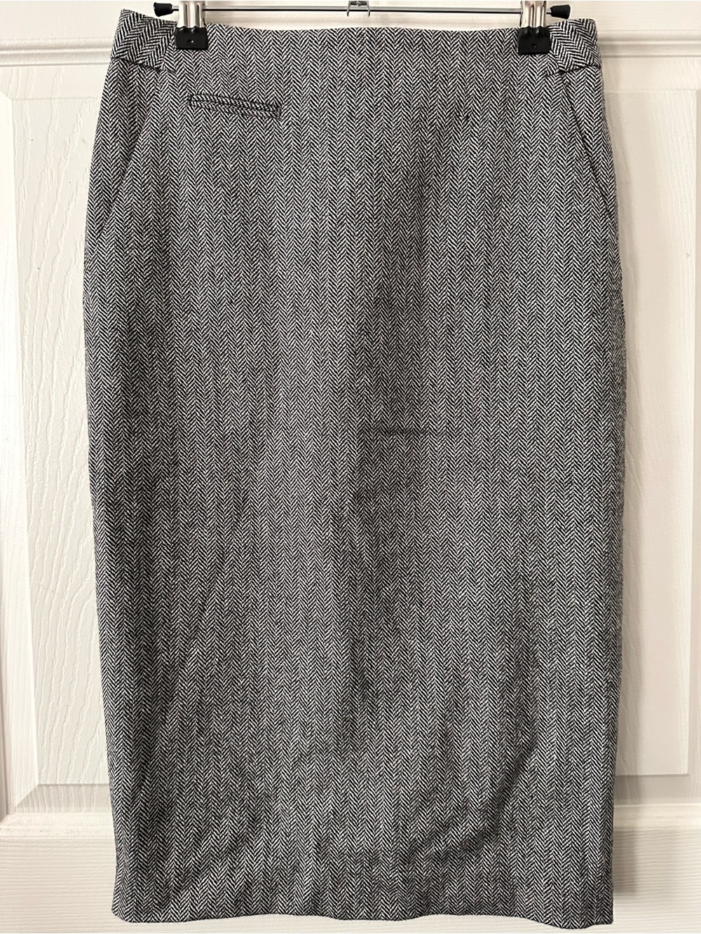 Women's Gray Herringbone Pencil Skirt - Tailored Workwear
